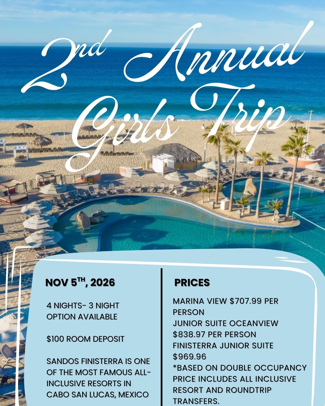 Group travel promotion for Sandos Finisterra Los Cabos